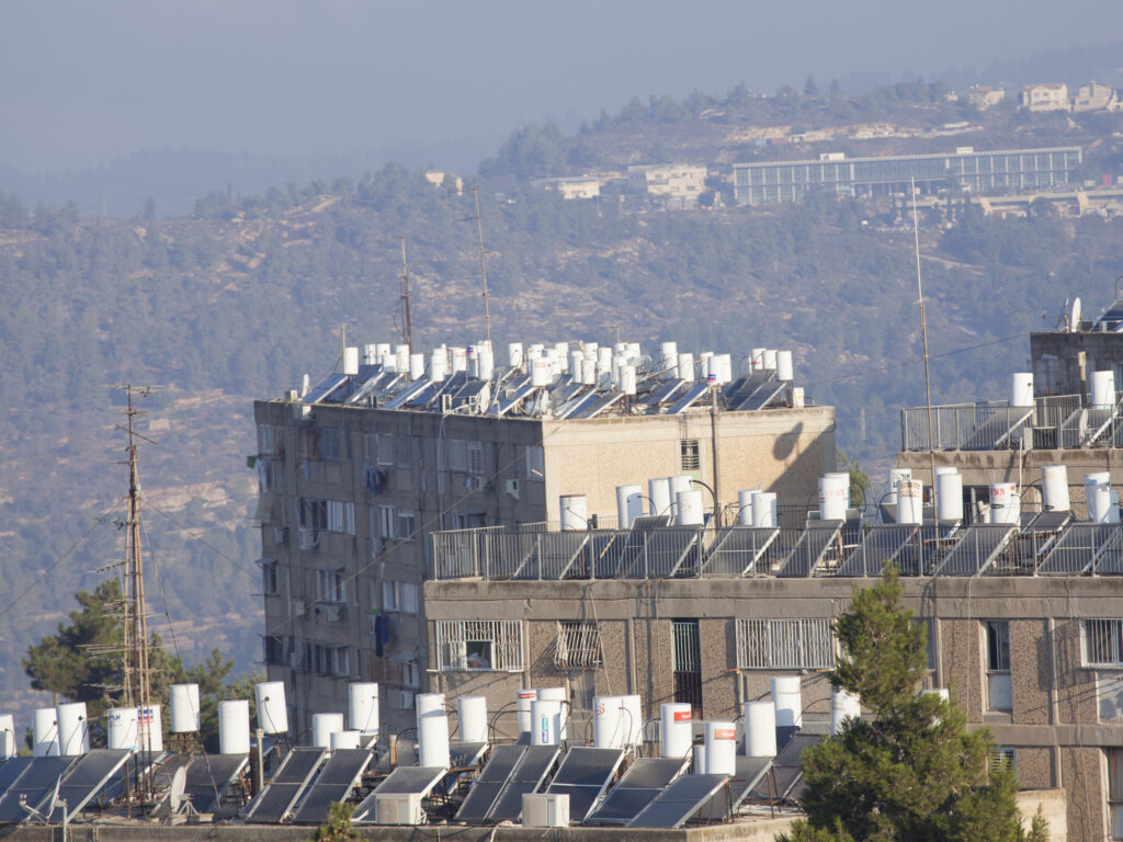 Solar water heaters in Jerusalem, Israel. 