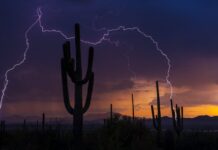 Lightning during a monsoon storm photo
