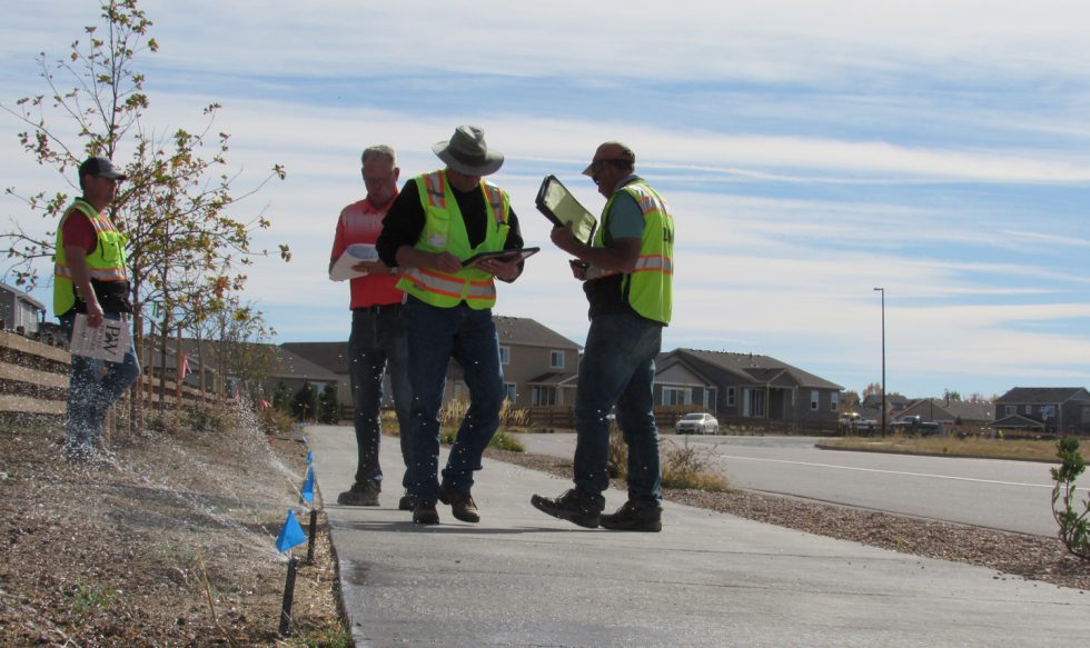 inspectors testa new landscape watering system in Castle Rock