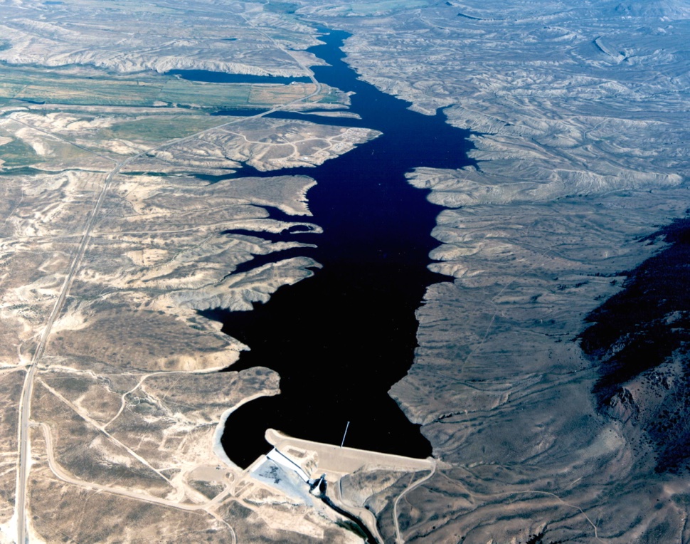An aerial view of Wolford Reservoir photo
