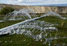 Low-tech irrigation on a cattle ranch near Whitewater, Colo., June 30, 2021. Patrick T. Fallon/AFP via Getty Images