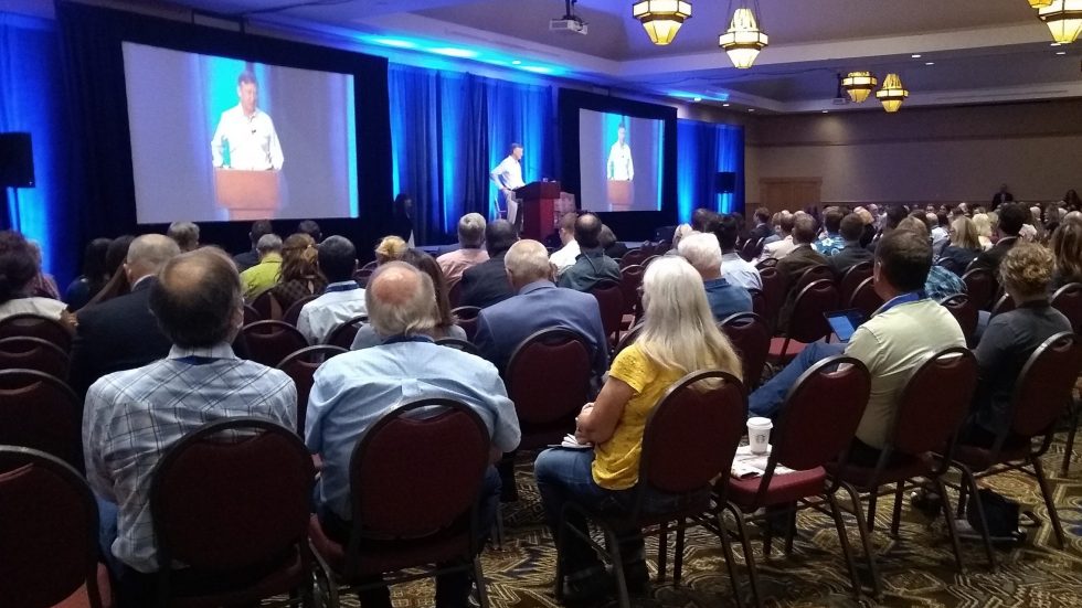 Colorado Water Congress hears from Gov. John Hickenlooper at its summer convention in Steamboat Springs. Aug. 24, 2022. Credit: Fresh Water News