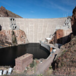 Roosevelt Dam, AZ, impounds water from the Salt River in Roosevelt Lake for use in the Phoenix area.